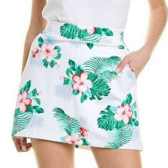 TOMMY BAHAMA AUBREY HIBISCUS ISLAND ZONE SHORTS SKIRT Sz L TENNIS PICKLEBALL - Picture 3 of 9